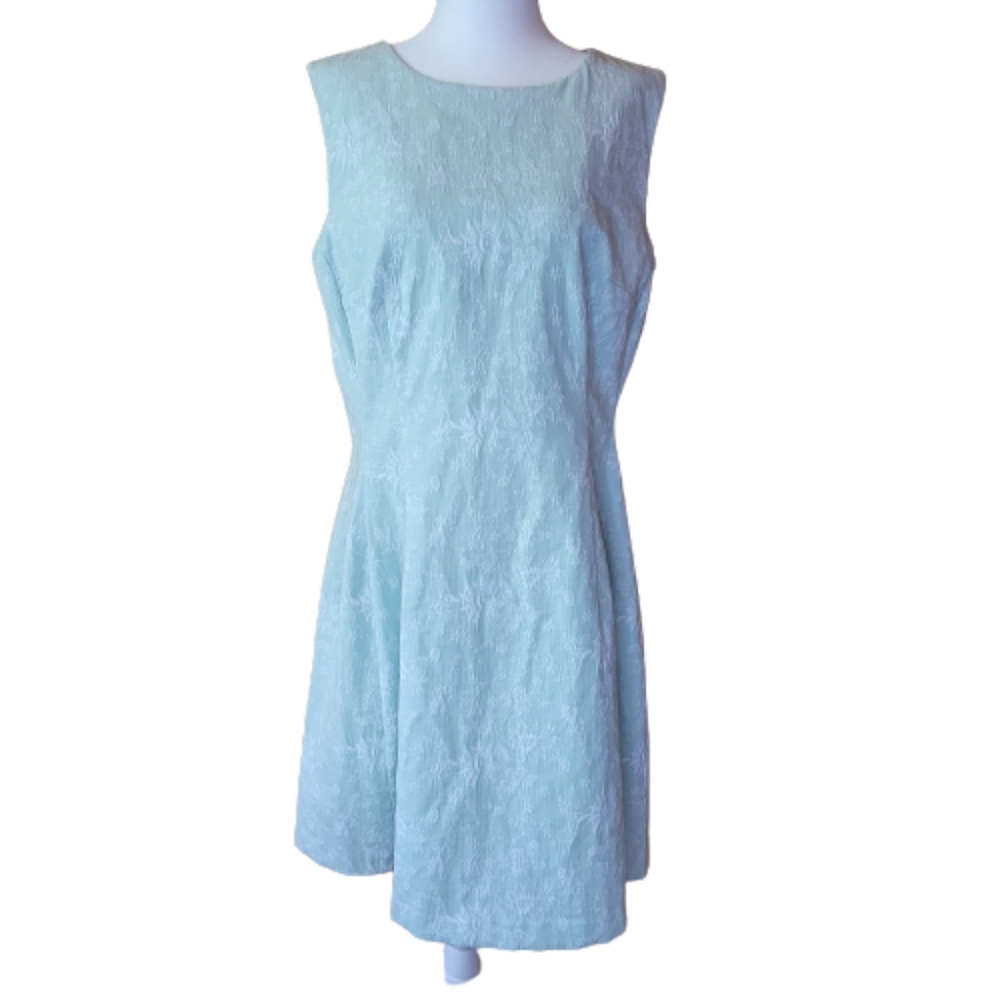 NY & C Eva Mendes Sleeveless Mint Fit and Flare Jacquard Midi Dress
